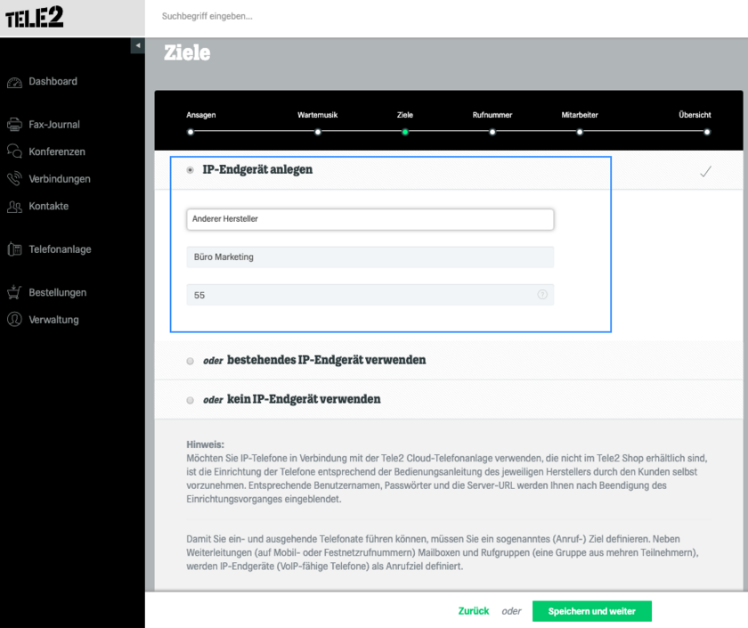IP-Endgerät manuell konfigurieren