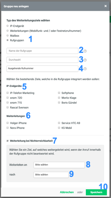Rufgruppe erstellen