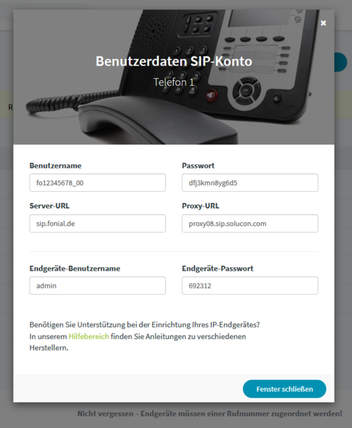 snom 720: Benutzerdaten SIP-Konto