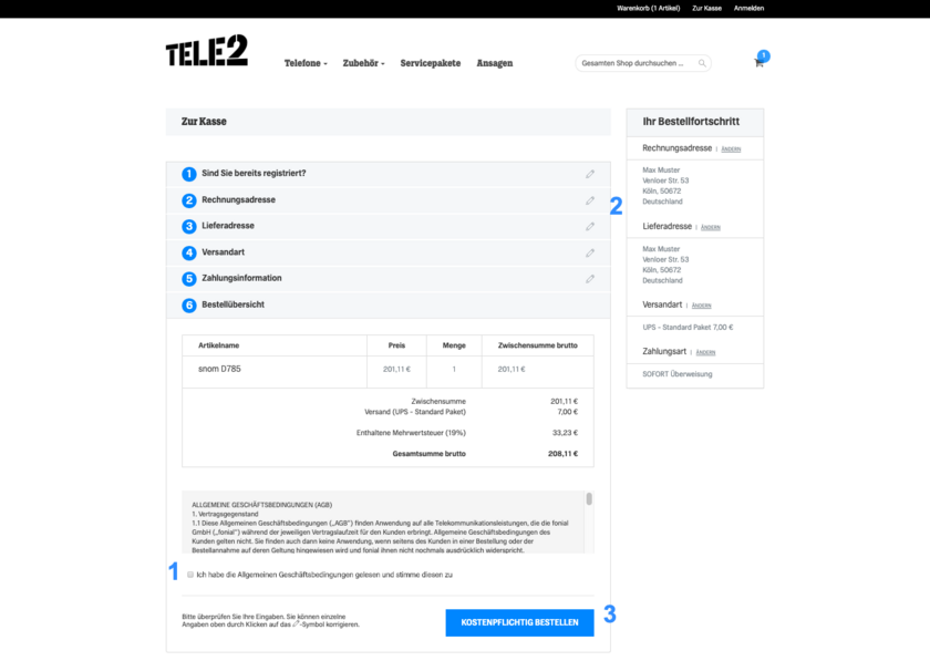 fonial Shop Bestellübersicht