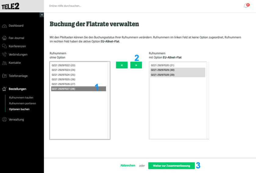 Optionen buchen