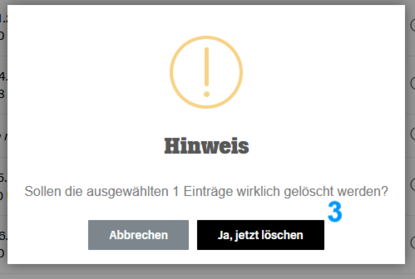Verwaltung Dokument löschen Schritt 2