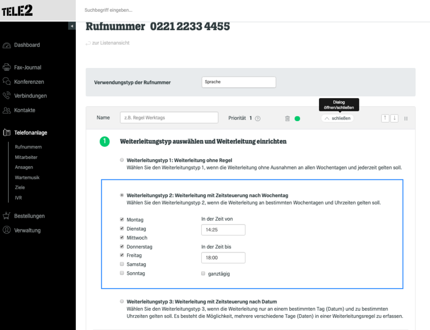 Funktionen Anrufweiterleitung Schritt 3