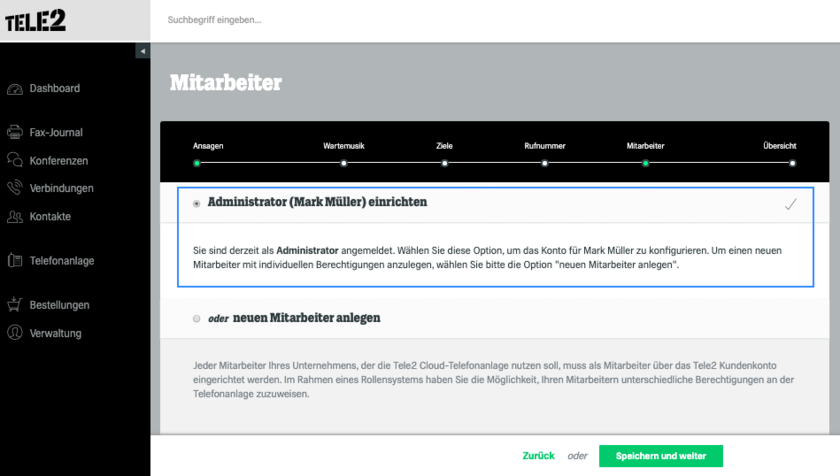 Administratorkonto einrichten