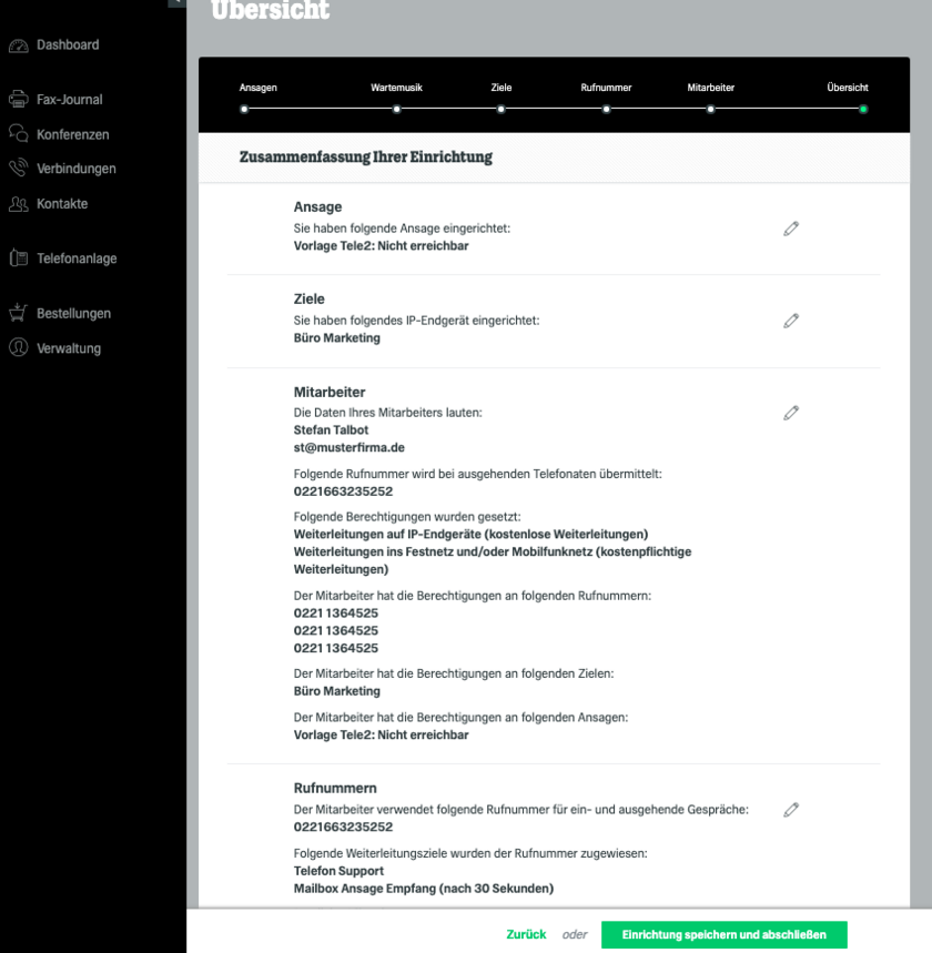 Übersicht Einrichtung