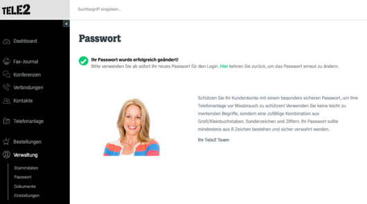 fonial Kundenkonto Bestätigung der Passwortänderung