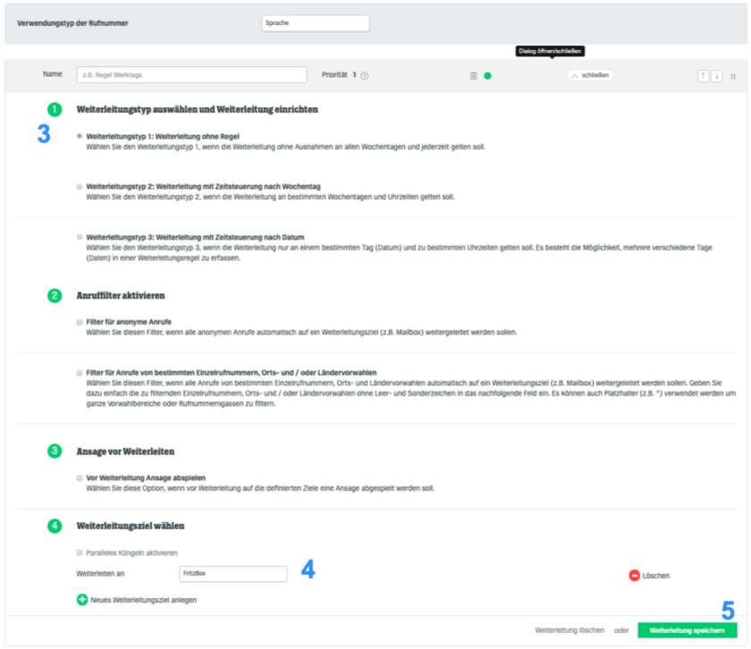 Mailbox hinterlegen