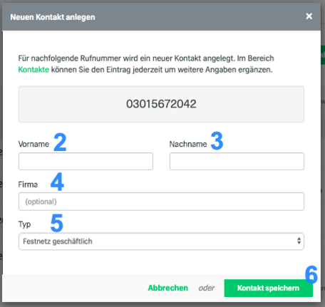 Kontakt benennen