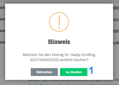 Kundenkonto Kontakte einzeln löschen Schritt 2