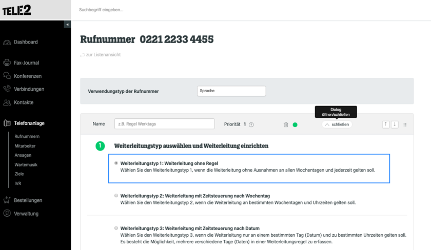 Generelle Anrufweiterleitung