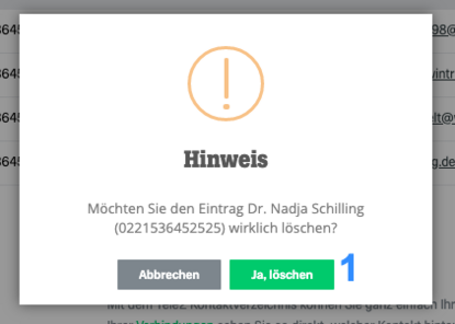 Kundenkonto Kontakte alle löschen Schritt 2