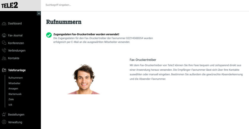fonial Kundenkonto Zugangsdaten Fax-Druckertreiber versenden Schritt 4