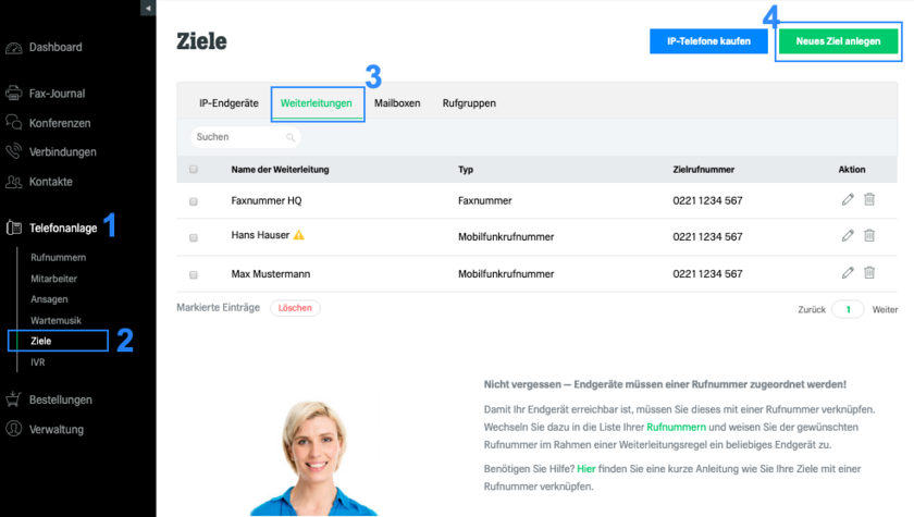 Weiterleitung Faxnummer